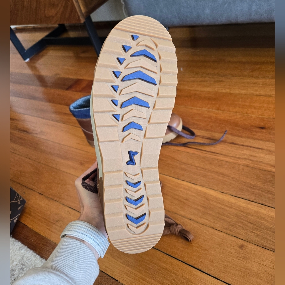 Brown Hiking Boots with Blue Accents - Picture 2 of 4